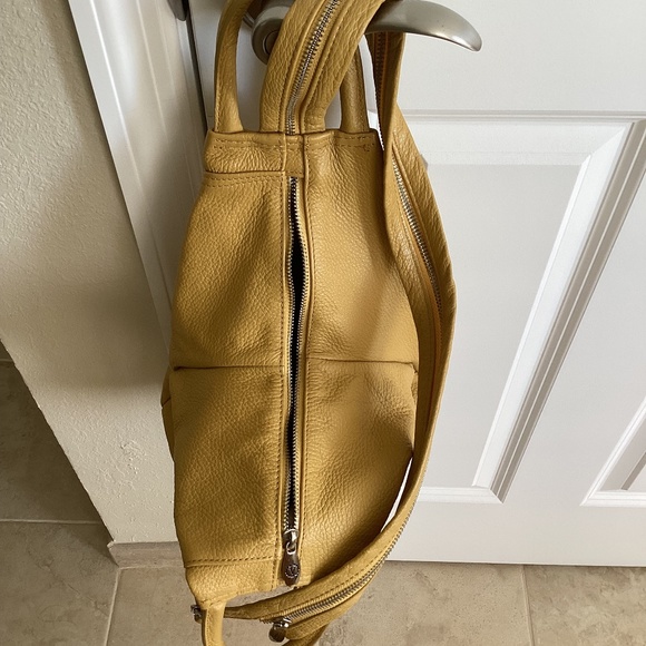 VALENTINA Italian Leather Multifunctional Backpack Sling Shoulder Bag Yellow main image 8